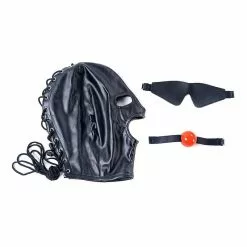 KINKgear Cagoule SM Avec Baillon Et Masque Subfull Noire Taille S/M -GODES EN SILICONE Soldes cagoule sm avec baillon et masque subfull noire 13