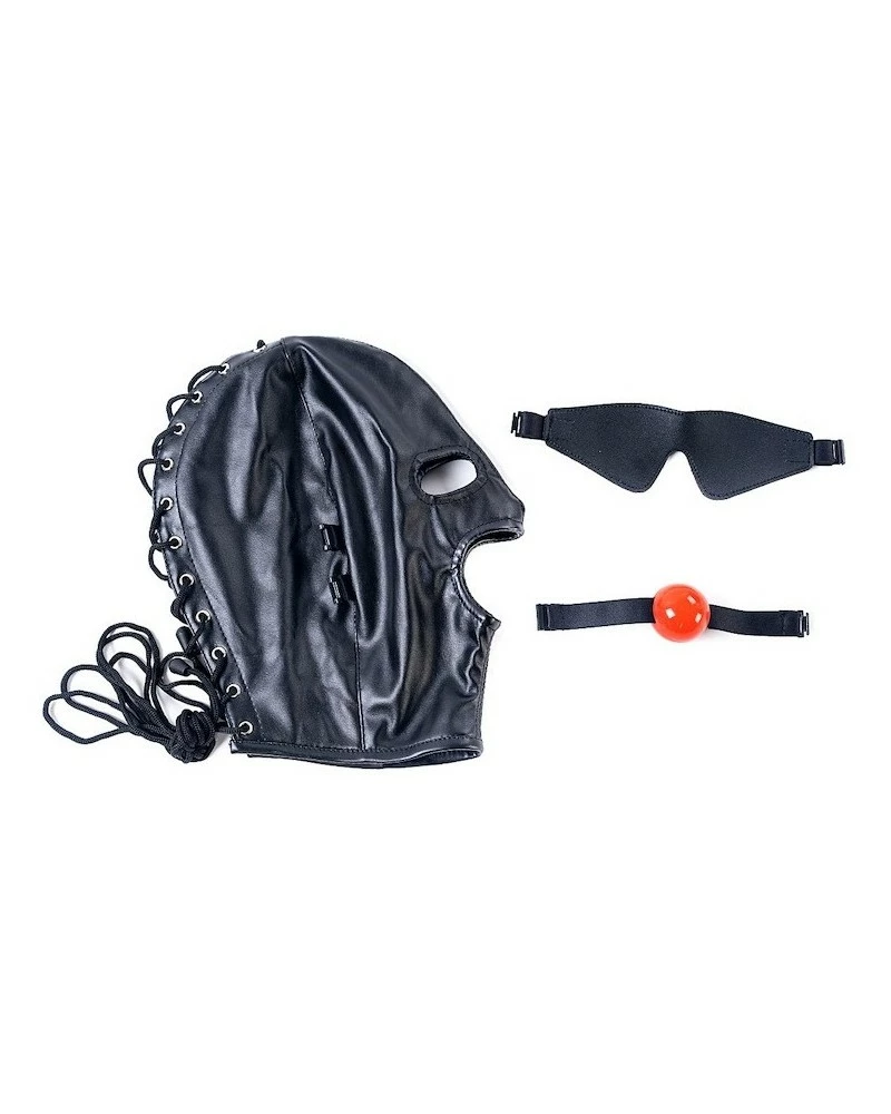 KINKgear Cagoule SM Avec Baillon Et Masque Subfull Noire Taille M/L 8 KINKgear Cagoule SM Avec Baillon Et Masque Subfull Noire Taille M/L – Image 6