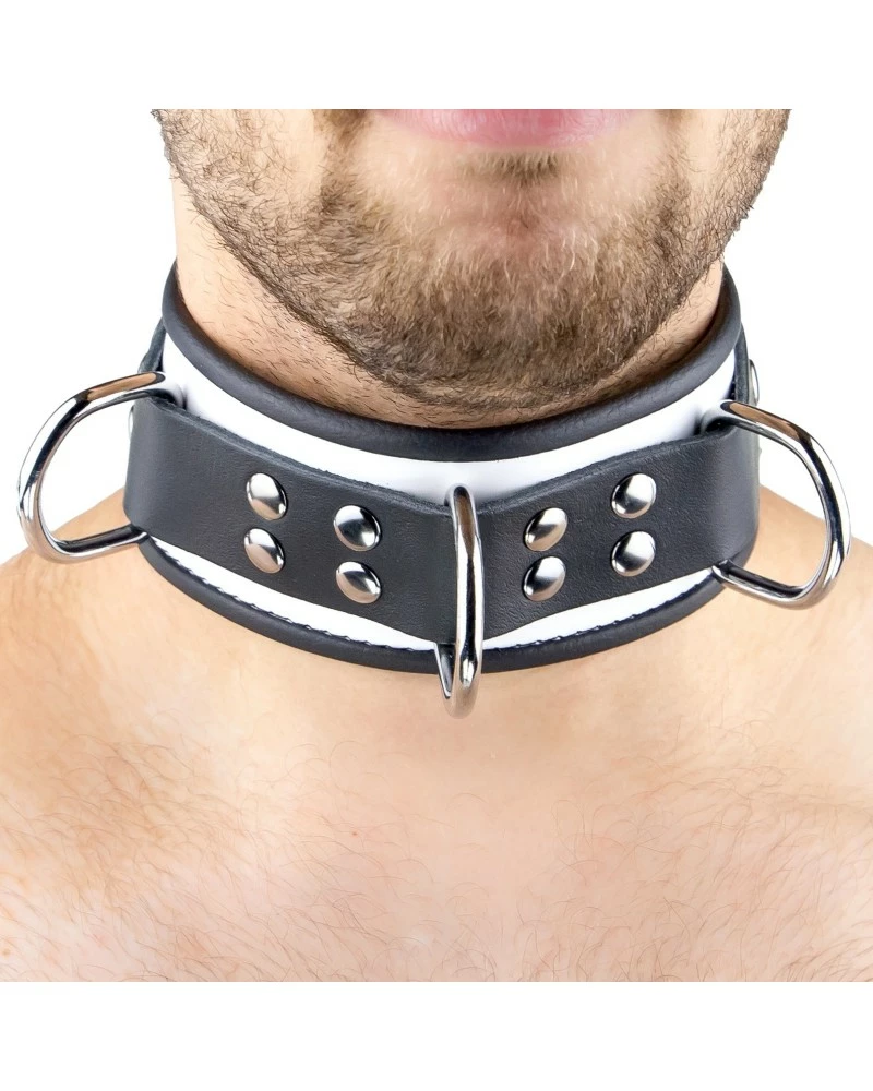 The Red Collier En Cuir 3 Anneaux D Blanc-Noir 4 The Red Collier En Cuir 3 Anneaux D Blanc-Noir – Image 2