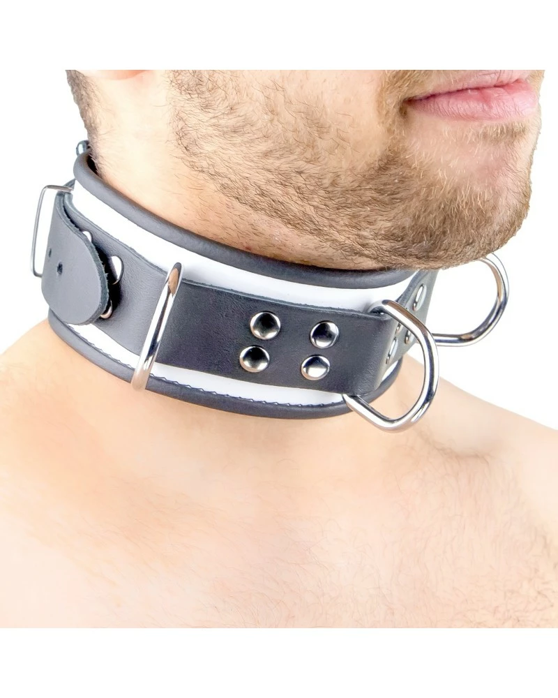The Red Collier En Cuir 3 Anneaux D Blanc-Noir 5 The Red Collier En Cuir 3 Anneaux D Blanc-Noir – Image 3