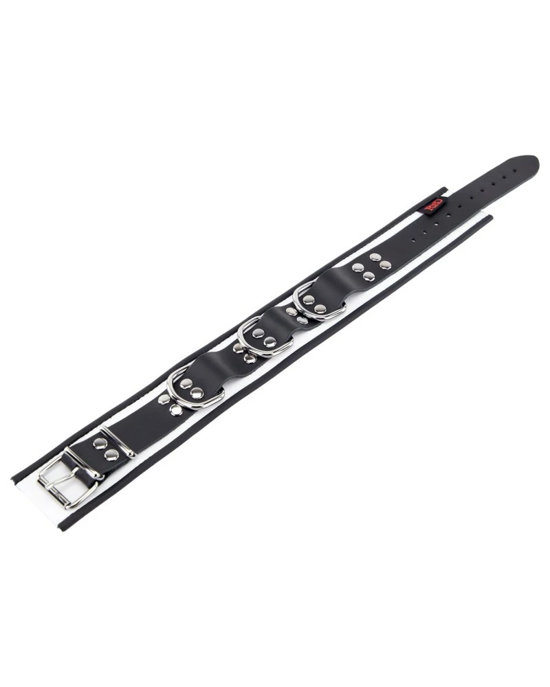 The Red Collier En Cuir 3 Anneaux D Blanc-Noir 7 The Red Collier En Cuir 3 Anneaux D Blanc-Noir – Image 5