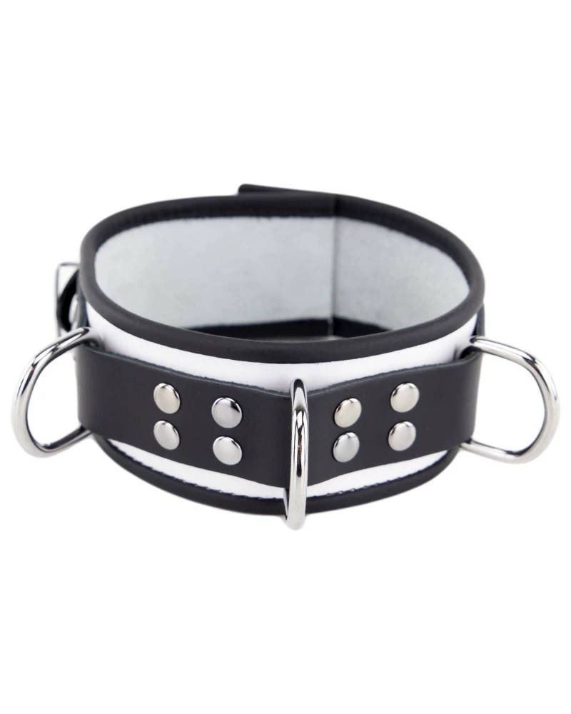 The Red Collier En Cuir 3 Anneaux D Blanc-Noir 3 The Red Collier En Cuir 3 Anneaux D Blanc-Noir
