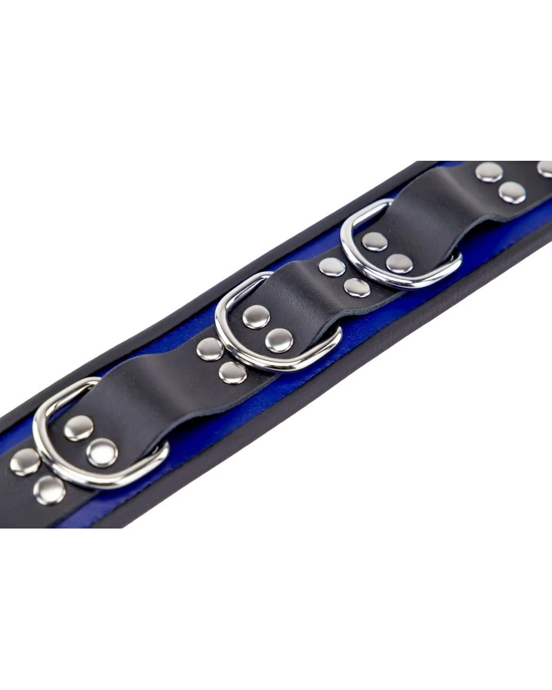 The Red Collier En Cuir - 3 Anneaux D - Bleu/Noir 7 The Red Collier En Cuir - 3 Anneaux D - Bleu/Noir – Image 5
