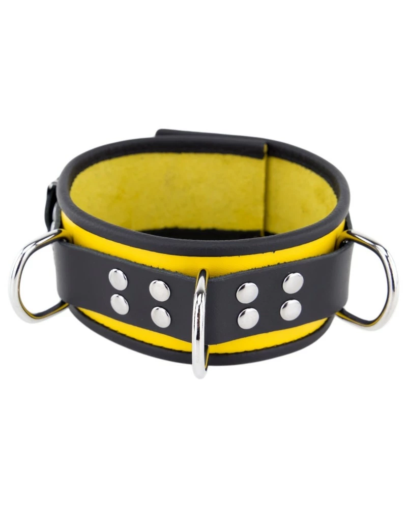 The Red Collier En Cuir 3 Anneaux D Jaune-Noir 3 The Red Collier En Cuir 3 Anneaux D Jaune-Noir