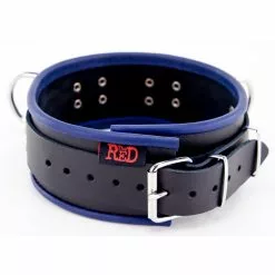 The Red Collier En Cuir - 3 Anneaux D - Noir/Bleu -GODES EN SILICONE Soldes collier en cuir 3 anneaux d noir bleu 2