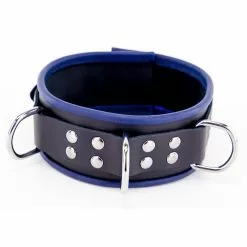 The Red Collier En Cuir - 3 Anneaux D - Noir/Bleu