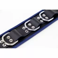 The Red Collier En Cuir - 3 Anneaux D - Noir/Bleu -GODES EN SILICONE Soldes collier en cuir 3 anneaux d noir bleu 4