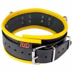 The Red Collier En Cuir 3 Anneaux D Noir-Jaune -GODES EN SILICONE Soldes collier en cuir 3 anneaux d noir jaune 4