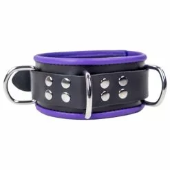 The Red Collier En Cuir 3 Anneaux D Noir-Violet