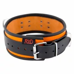 The Red Collier En Cuir 3 Anneaux D Orange-Noir -GODES EN SILICONE Soldes collier en cuir 3 anneaux d orange noir 3