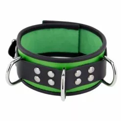 The Red Collier En Cuir 3 Anneaux D Vert-Noir