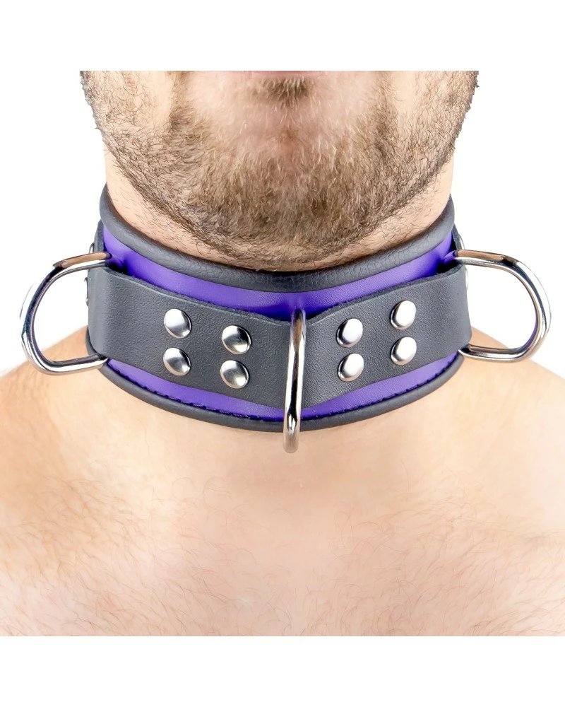 The Red Collier En Cuir 3 Anneaux D Violet-Noir 4 The Red Collier En Cuir 3 Anneaux D Violet-Noir – Image 2