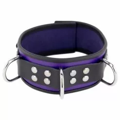 The Red Collier En Cuir 3 Anneaux D Violet-Noir