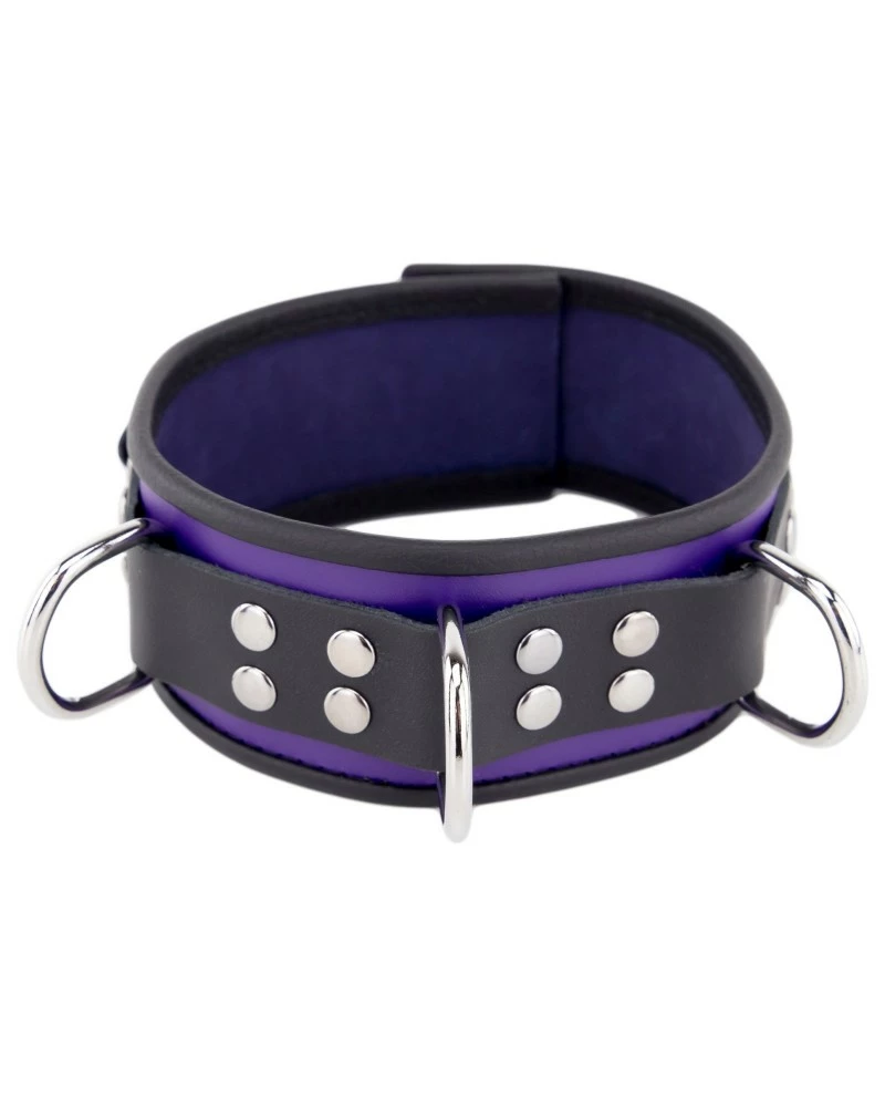 The Red Collier En Cuir 3 Anneaux D Violet-Noir 3 The Red Collier En Cuir 3 Anneaux D Violet-Noir
