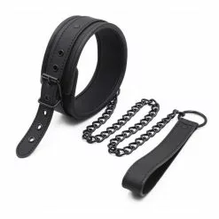 FUKR Collier Soumission Avec Laisse Noir