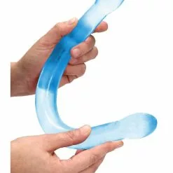 Real Rock Crystal Double Gode Crystal RealRock 42 X 3.5cm Bleu -GODES EN SILICONE Soldes double gode crystal realrock 42 x 35cm bleu 3