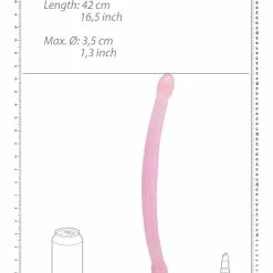 Real Rock Crystal Double Gode Crystal RealRock 42 X 3.5cm Rose -GODES EN SILICONE Soldes double gode crystal realrock 42 x 35cm rose 2