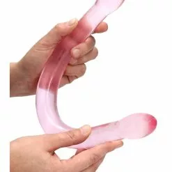 Real Rock Crystal Double Gode Crystal RealRock 42 X 3.5cm Rose -GODES EN SILICONE Soldes double gode crystal realrock 42 x 35cm rose 3