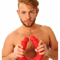 MK Toys Double Gode Stretch N¬∞33 42 X 5cm Rouge -GODES EN SILICONE Soldes double gode stretch n33 42 x 5cm rouge 8