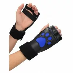Ouch! Puppy Play Gants Néoprène Puppy Paw Noir-Bleu -GODES EN SILICONE Soldes gants neoprene puppy paw noir bleu 2