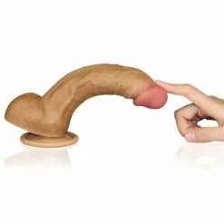 Nature Cock Gode Réaliste DUAL Silicone 15 X 3.4 Cm Métis -GODES EN SILICONE Soldes gode realiste dual silicone 15 x 34 cm metis 3