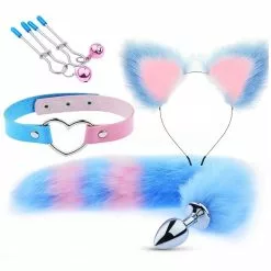 Generique Kit Sm Mix Bondage Bleu-Rose 4 Pièces