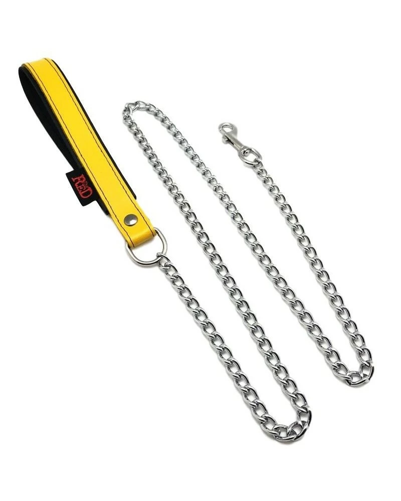 The Red Laisse Avec Poignée En Cuir 1m Jaune 3 The Red Laisse Avec Poignée En Cuir 1m Jaune