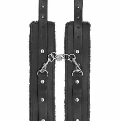 Ouch! Menottes De Poignet Plush Noir -GODES EN SILICONE Soldes menottes de poignet plush noir 2