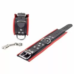 The Red Menottes En Cuir Pour Les Chevilles Noir-Rouge -GODES EN SILICONE Soldes menottes en cuir pour les chevilles noir rouge 2