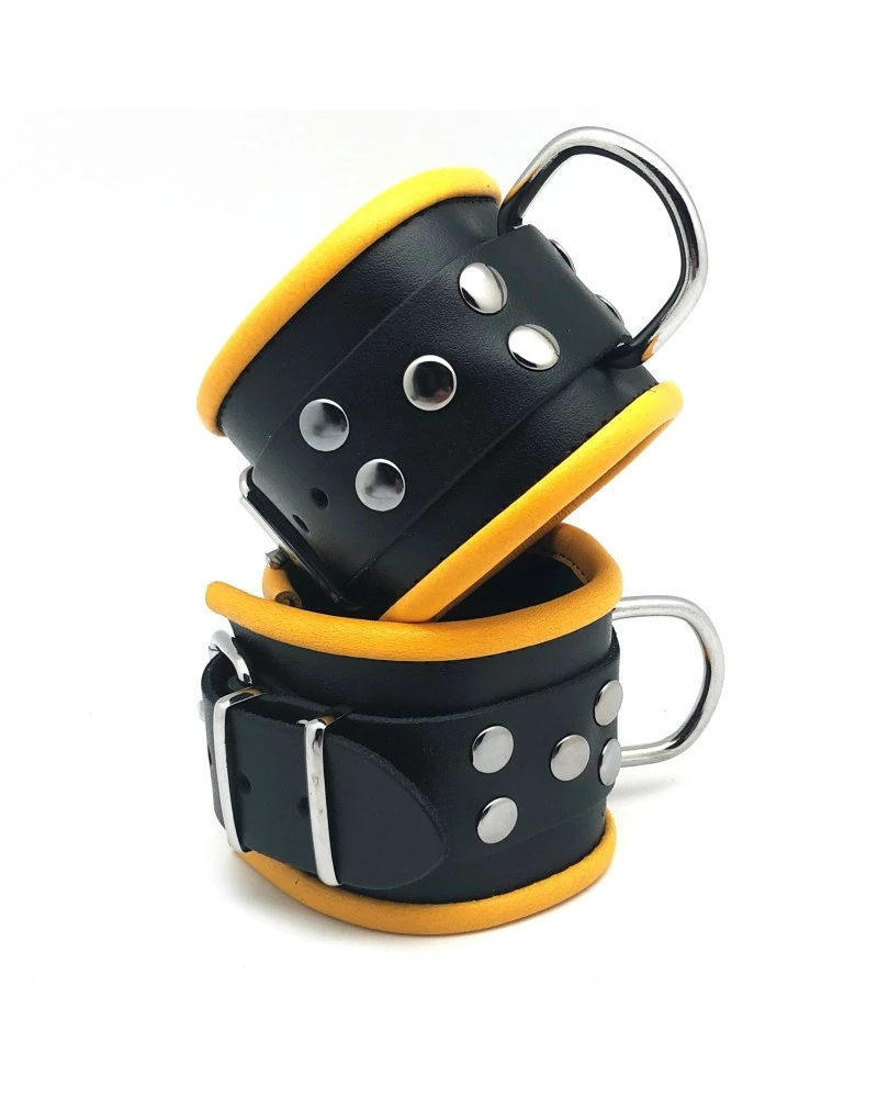 The Red Menottes En Cuir Pour Poignets Noir-Jaune 4 The Red Menottes En Cuir Pour Poignets Noir-Jaune – Image 2