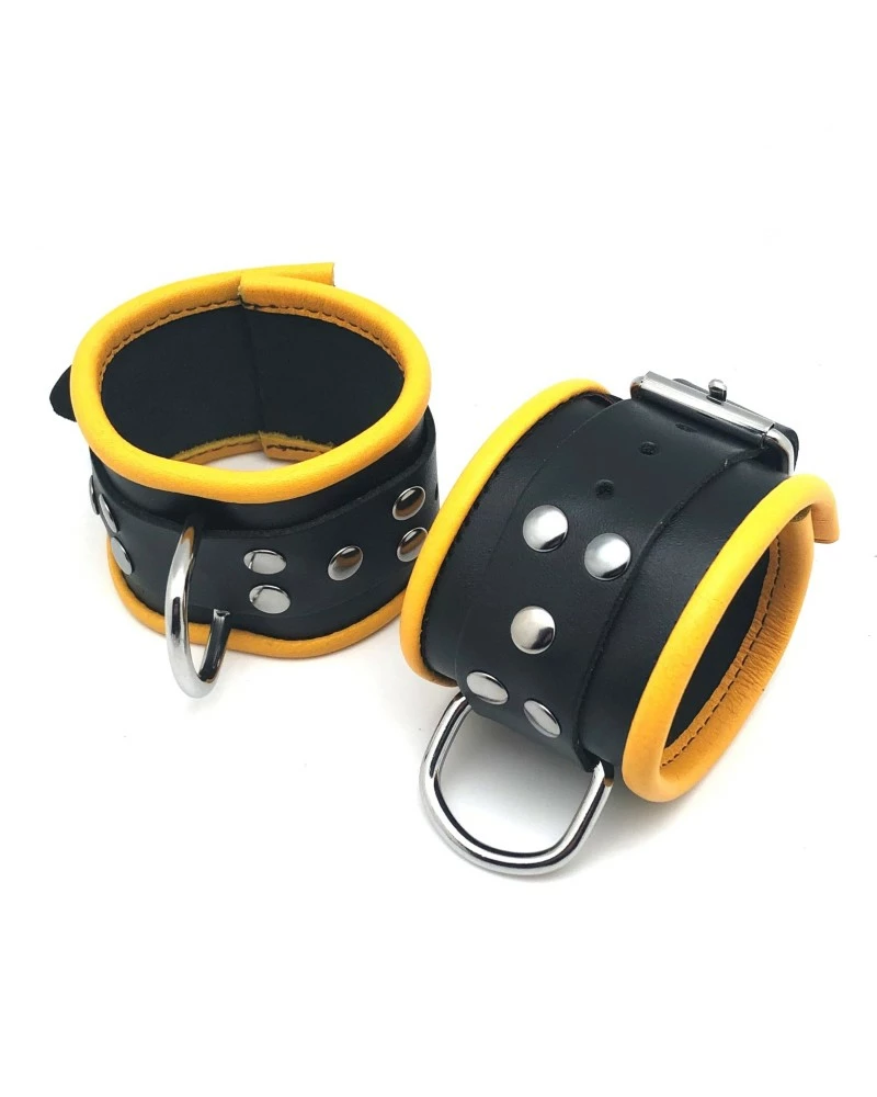 The Red Menottes En Cuir Pour Poignets Noir-Jaune 5 The Red Menottes En Cuir Pour Poignets Noir-Jaune – Image 3