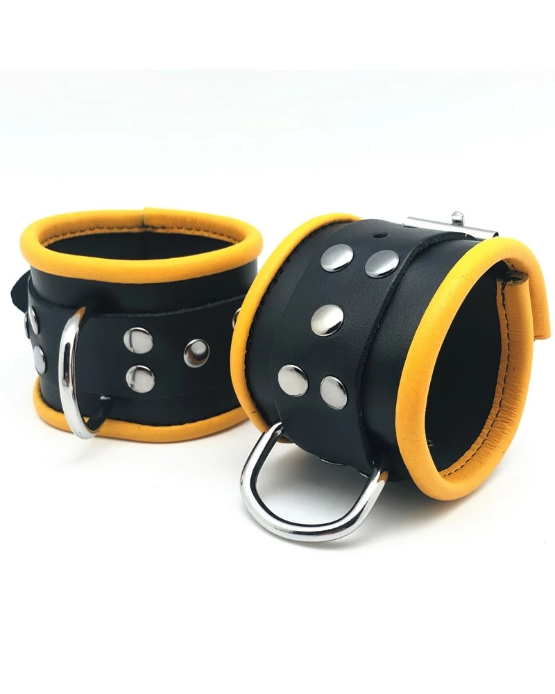The Red Menottes En Cuir Pour Poignets Noir-Jaune 3 The Red Menottes En Cuir Pour Poignets Noir-Jaune