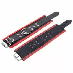 The Red Menottes En Cuir Pour Poignets Noir-Rouge -GODES EN SILICONE Soldes menottes en cuir pour poignets noir rouge 4