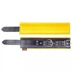 The Red Menottes En Cuir Rembourrées Pour Chevilles Noir-Jaune -GODES EN SILICONE Soldes menottes en cuir rembourrees pour chevilles noir jaune 3