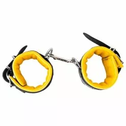 The Red Menottes En Cuir Rembourrées Pour Chevilles Noir-Jaune -GODES EN SILICONE Soldes menottes en cuir rembourrees pour chevilles noir jaune 4