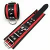 The Red Menottes En Cuir - Rouge-Noir -GODES EN SILICONE Soldes menottes en cuir rouge noir