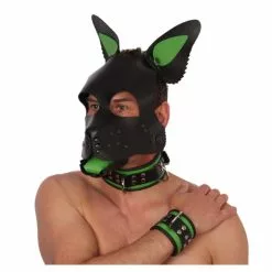 The Red Menottes En Cuir Vert-Noir -GODES EN SILICONE Soldes menottes en cuir vert noir 2