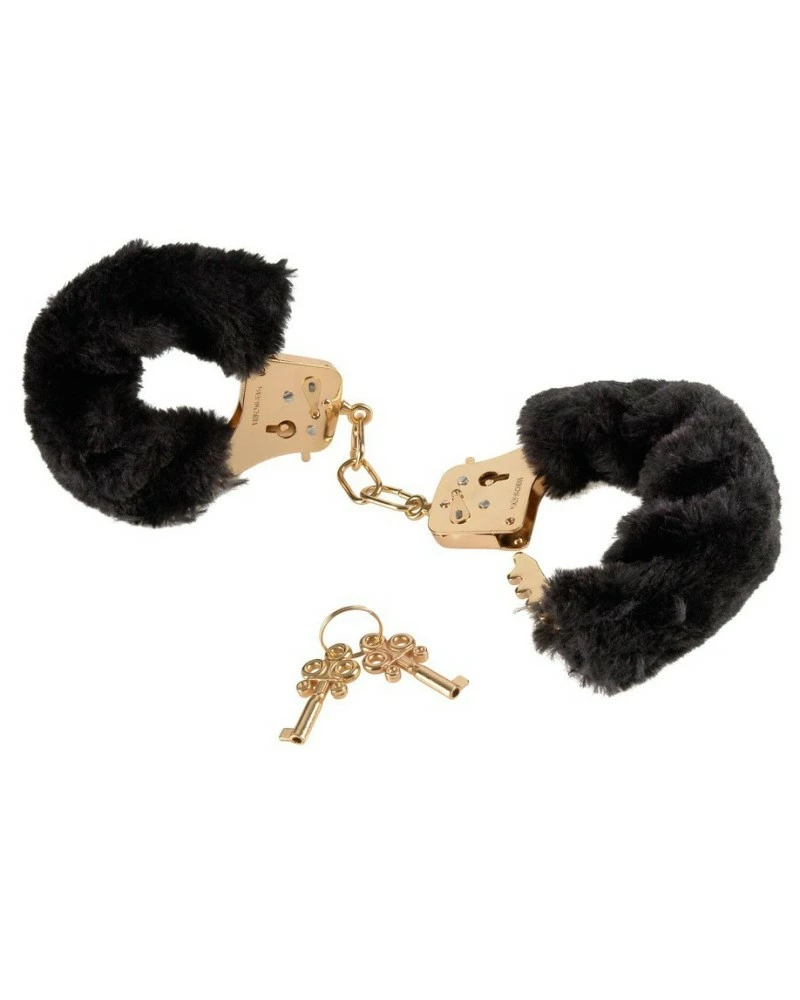 Fetish Fantasy Series Menottes Gold Furry Noires 3 Fetish Fantasy Series Menottes Gold Furry Noires